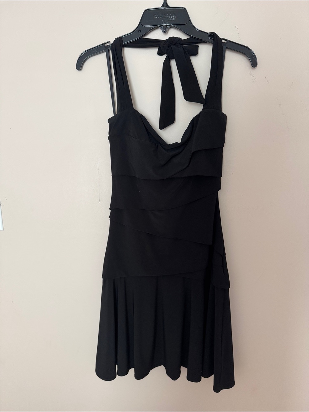 White House Black Market Black Tiered Halter Mini Dress